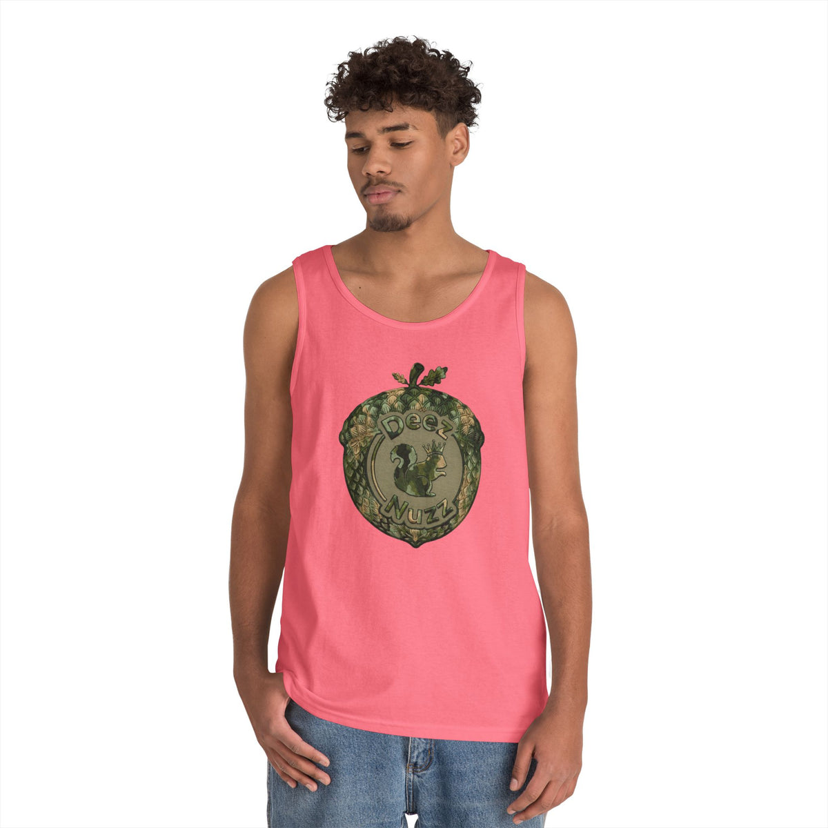‘Deez Nuzz’ Vintage Green Crest Funny Graphic Tank Top