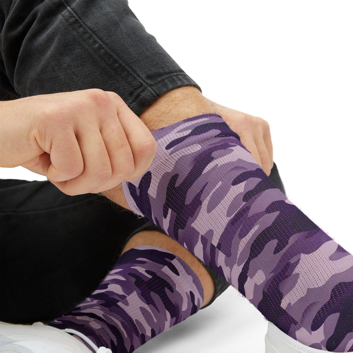 Electric Plum and Lavender Mist Camouflage Crew Socks by |Royal Violet Camo Crew by Camotoez Royal Violet Camo Crew | | Blend In But Stand Out Edition | More Mercy For Your Soles