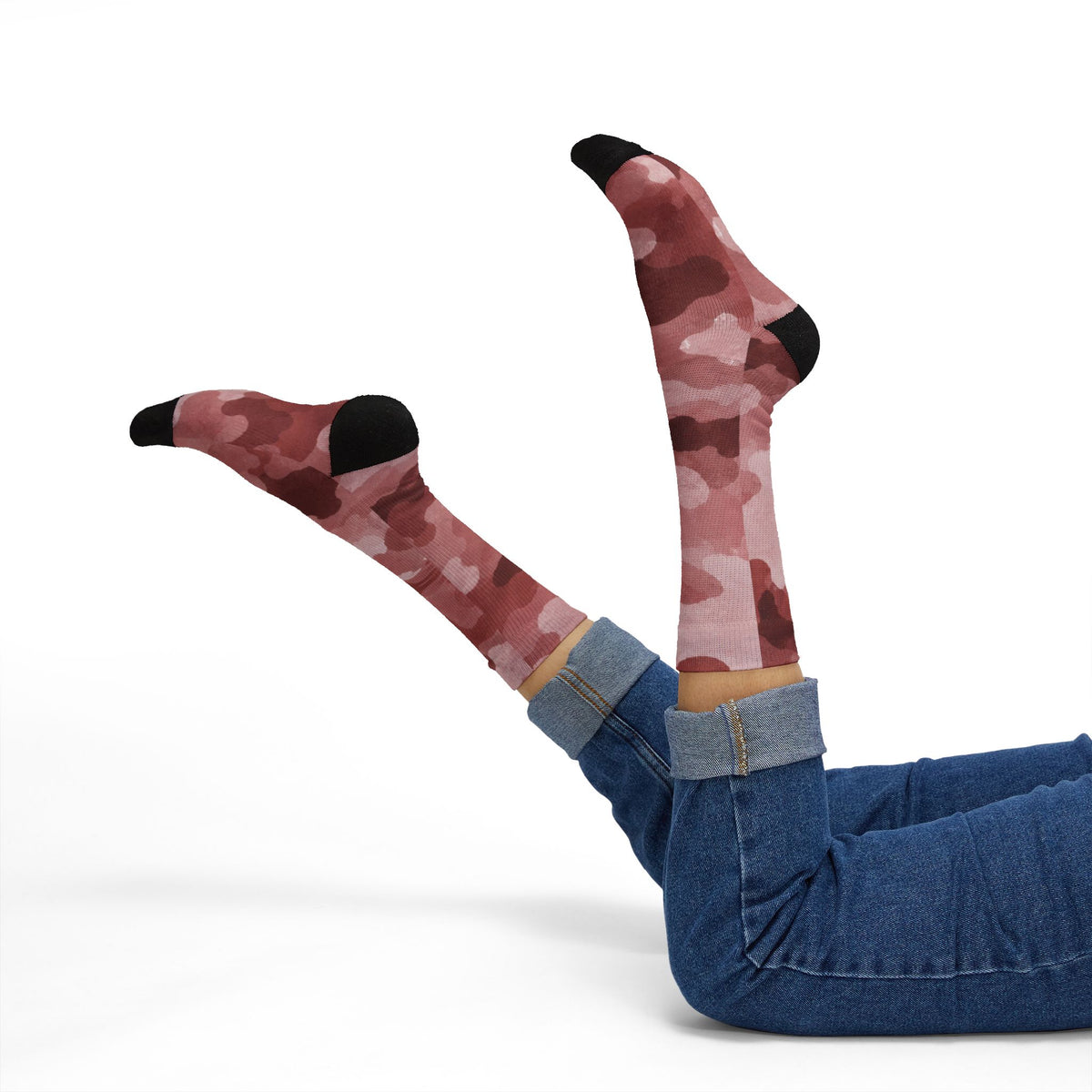 Digital Mauve and Aqueous Rose Camouflage Crew Socks by Camotoez Mauve Camo Crew | Blend In But Stand Out Edition | More Mercy For Yor Soles