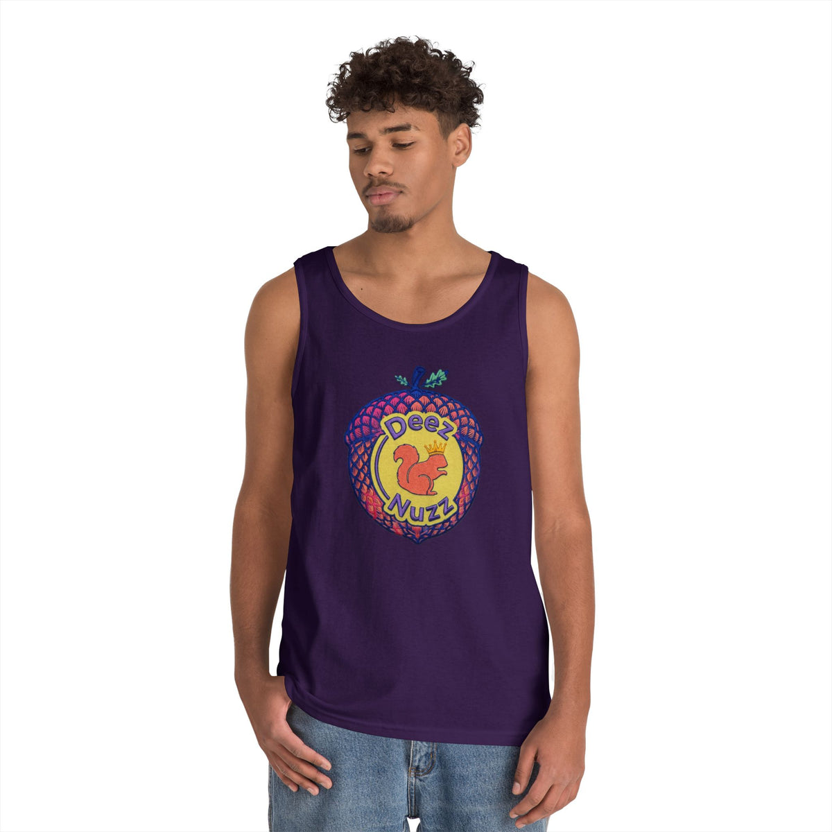 'Deez Nuzz' Pink Acorn Funny Squirrel Graphic Tank Top