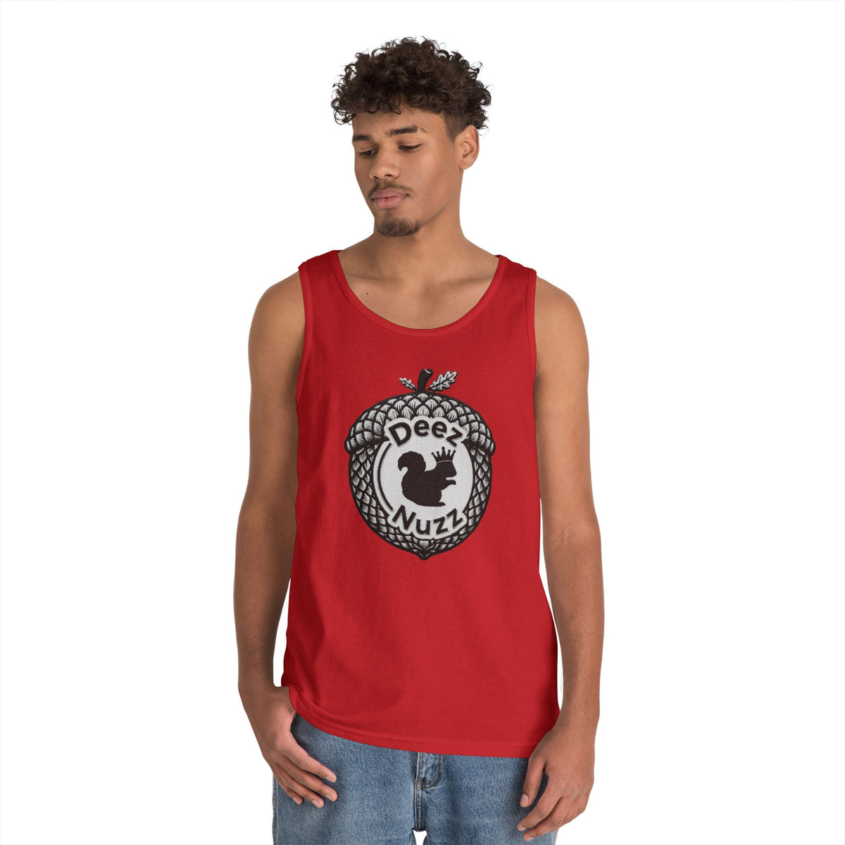 ‘Deez Nuzz’ Vintage Black/Grey Crest Funny Graphic Tank Top