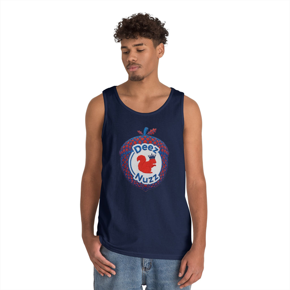 ‘Deez Nuzz’ Red,White, Blue Crest Funny Graphic Tank Top