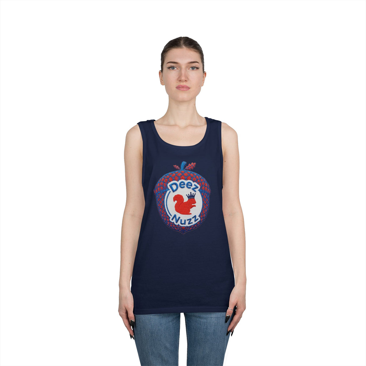 ‘Deez Nuzz’  Red,White, Blue Crest Funny Graphic Tank Top