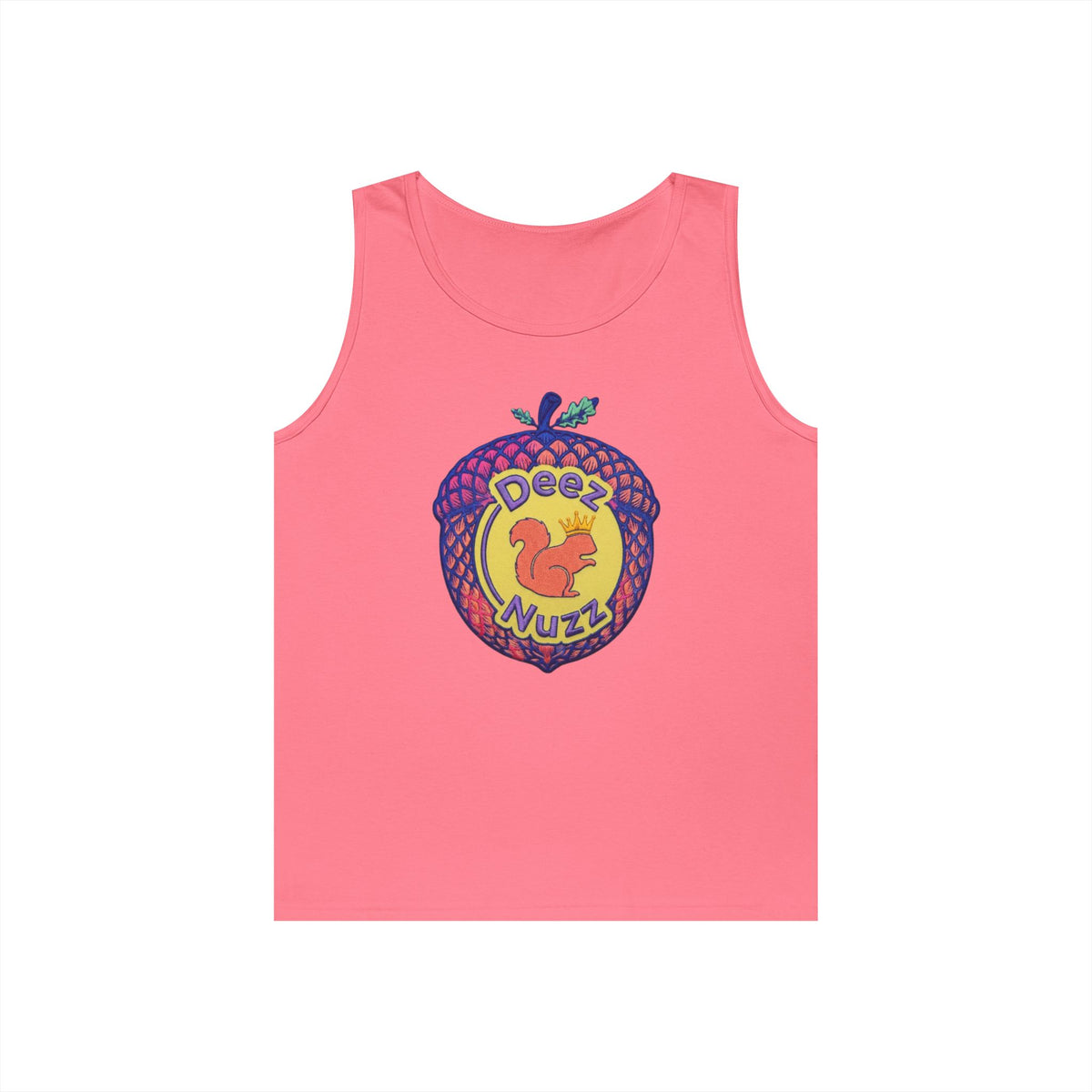 'Deez Nuzz' Pink Acorn Funny Squirrel Graphic Tank Top