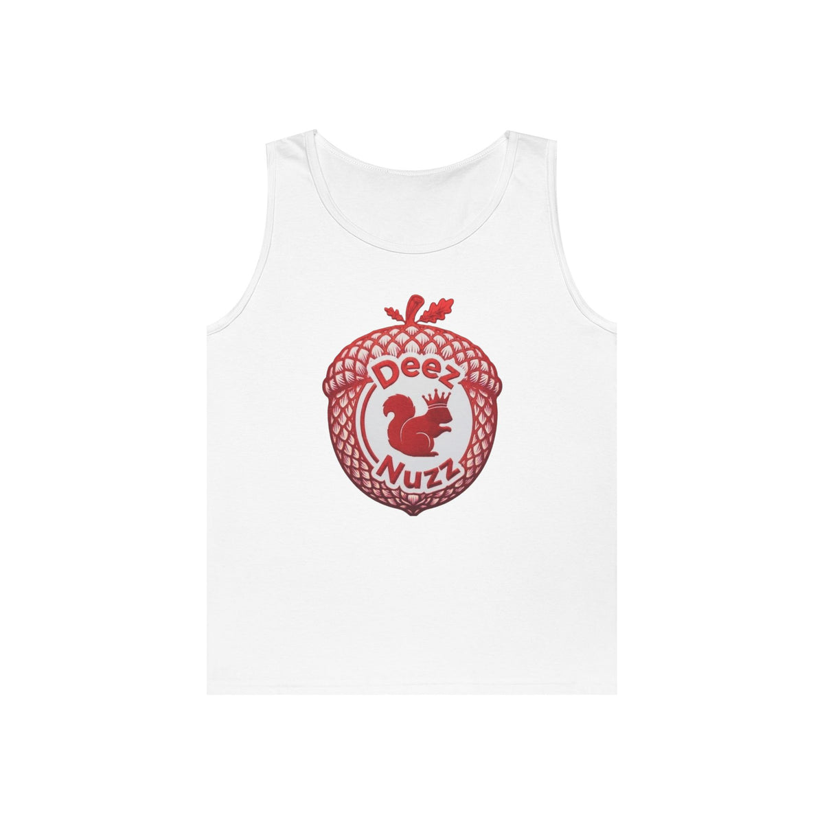 'Deez Nuzz' Red Acorn Funny Squirrel Graphic Tank Top