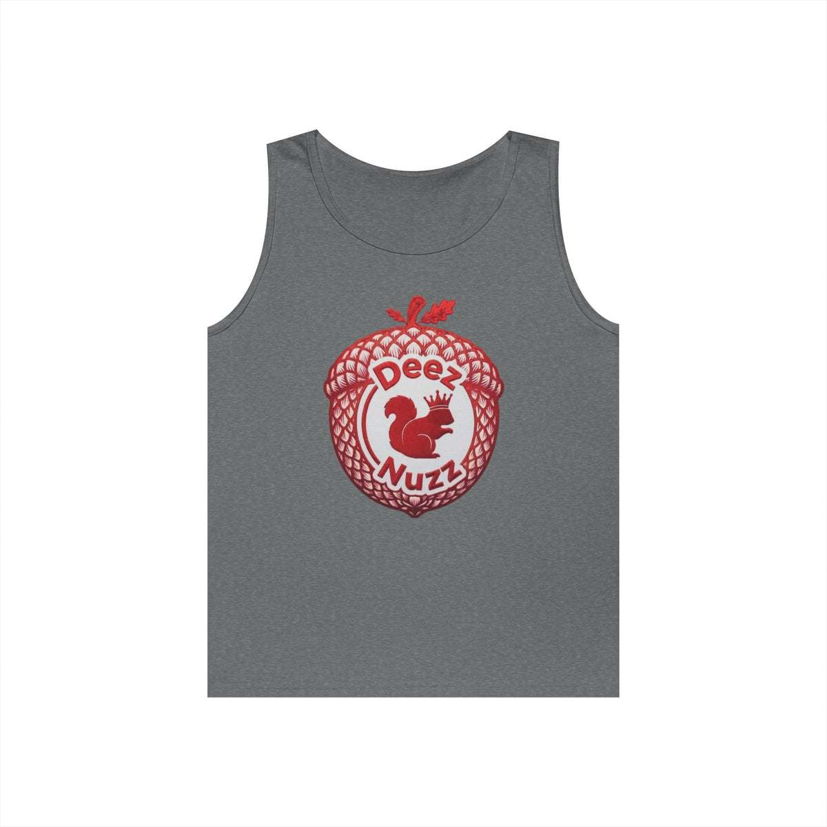 'Deez Nuzz' Red Acorn Funny Squirrel Graphic Tank Top