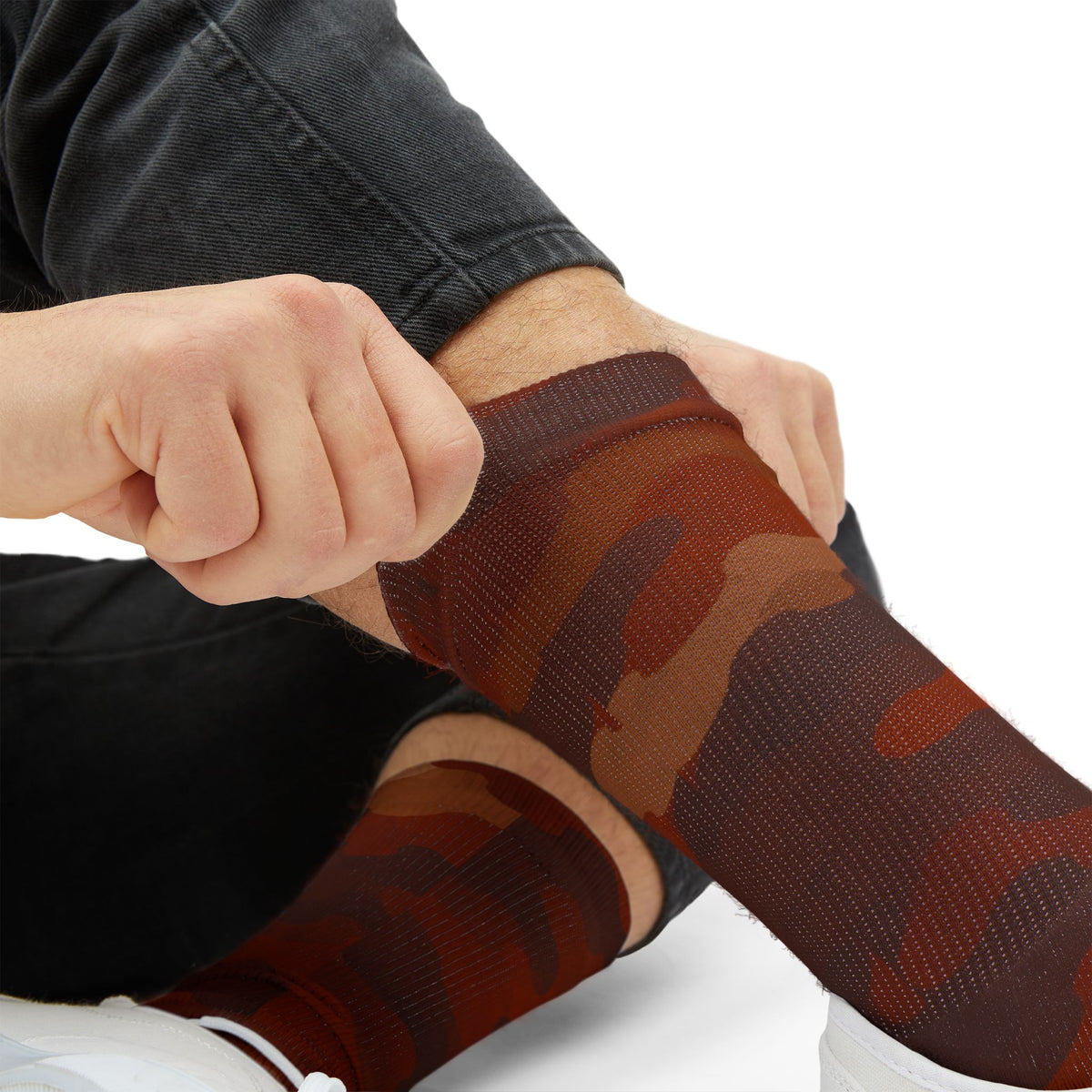Burnt Terracotta and Sandy Tan Camouflage Crew Socks by Camotoez The Oxide Operative