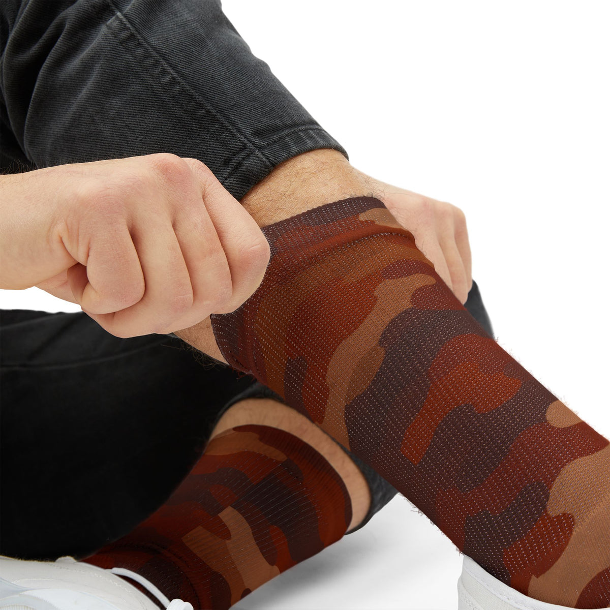 Burnt Terracotta and Sandy Tan Camouflage Crew Socks by Camotoez The Oxide Operative