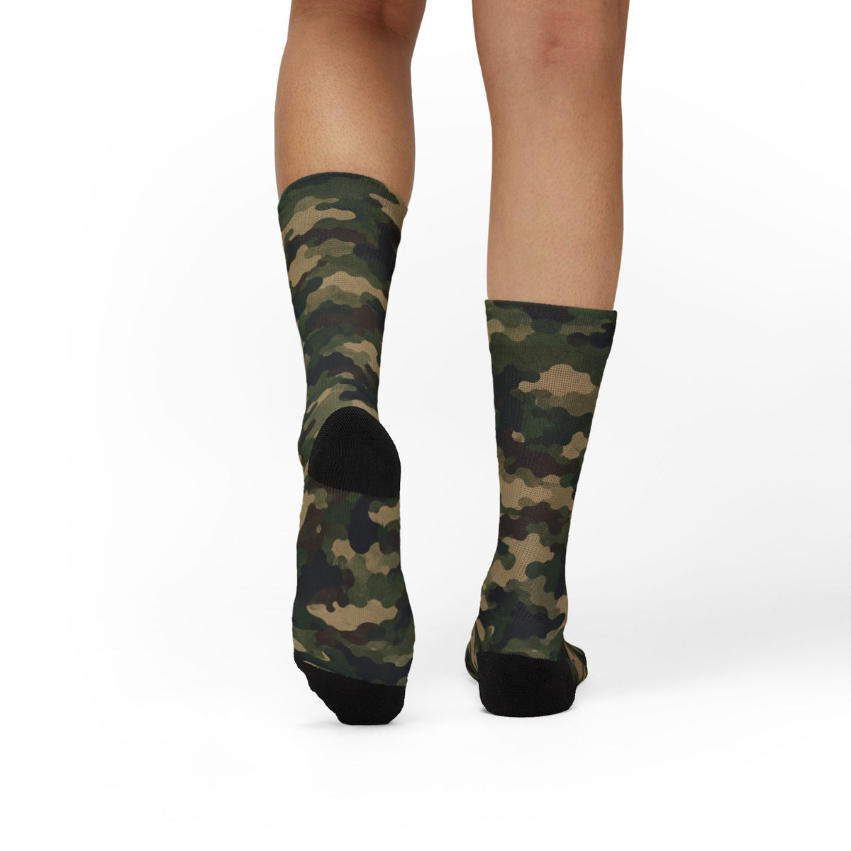 Olive and Moss GreenCrew Socks by Camotoez Woodland FeralFlux