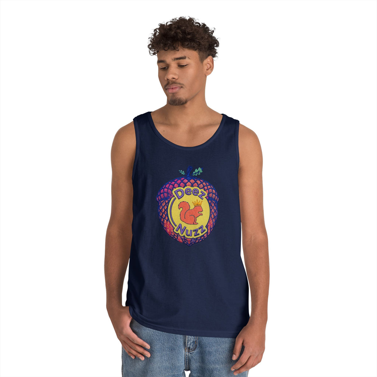 'Deez Nuzz' Pink Acorn Funny Squirrel Graphic Tank Top