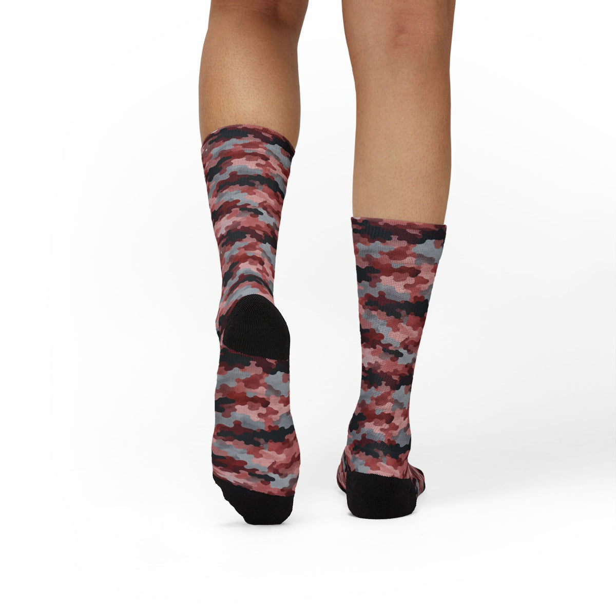 Blush Pink Camo Crew Socks by Camotoez Fly Feral Flamingos