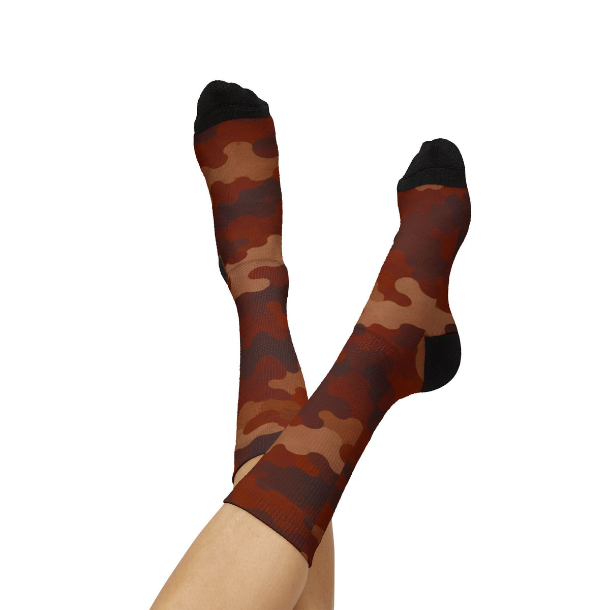 Burnt Terracotta and Sandy Tan Camouflage Crew Socks by Camotoez The Oxide Operative