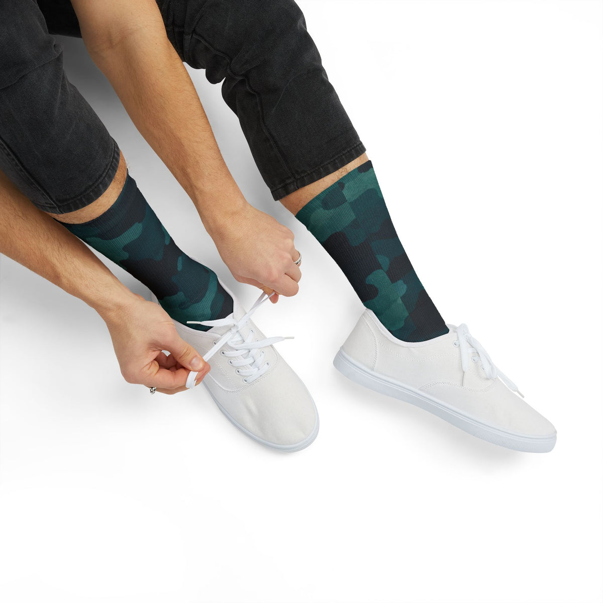 Blue Flare and Transformative Teal Crew Socks by Camotoez The Midnight PerimeterCrew