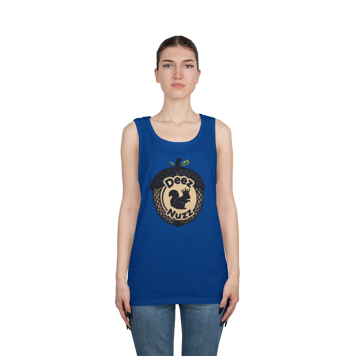 ‘Deez Nuzz’  Vintage Black/Tan Crest Funny Graphic Tank Top