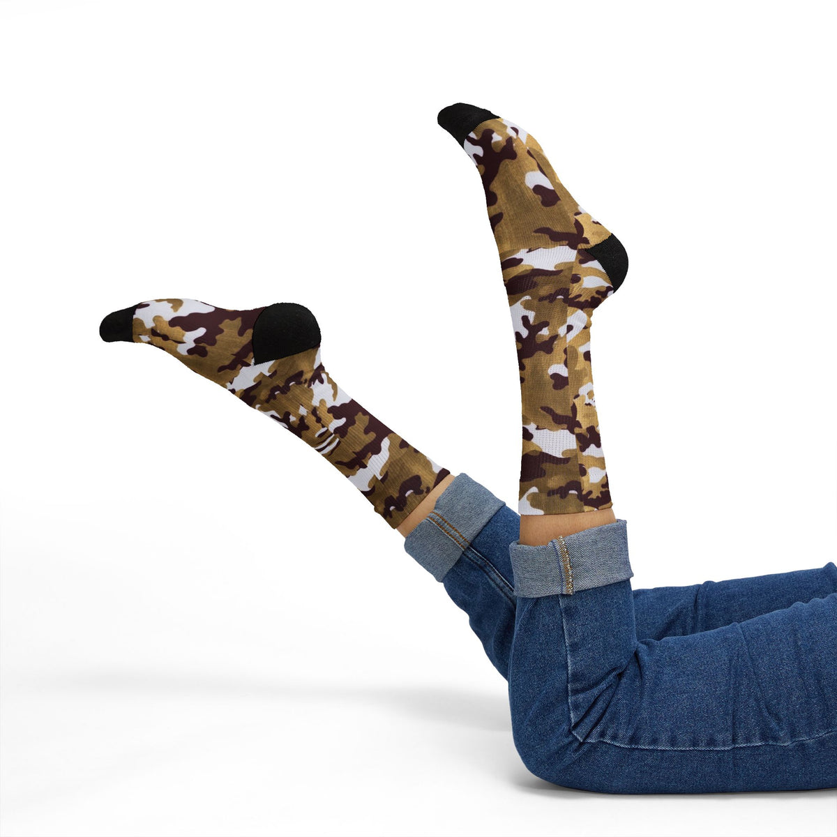 White,Garnet and Gold Gips l Camouflage Crew Socks by Camotoez