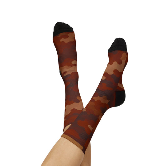 Burnt Terracotta and Sandy Tan Camouflage Crew Socks by Camotoez The Oxide Operative
