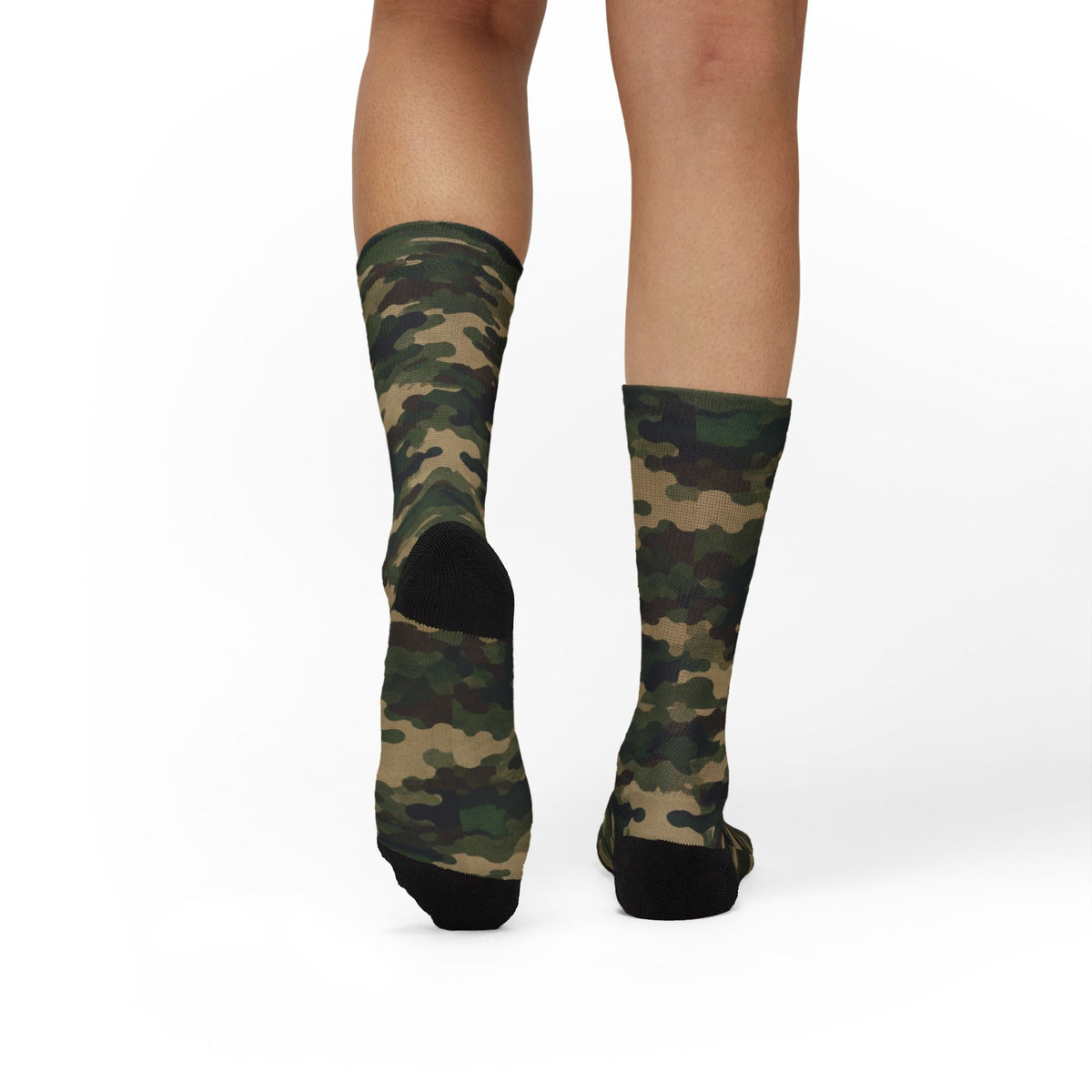 Olive and Moss GreenCrew Socks by Camotoez Woodland FeralFlux