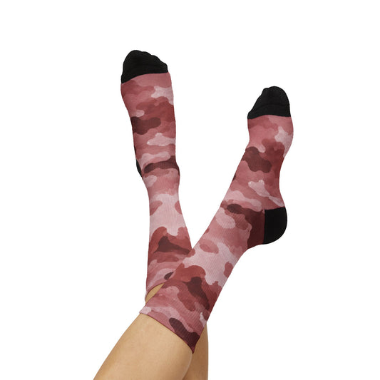 Digital Mauve and Aqueous Rose Camouflage Crew Socks by Camotoez Mauve Camo Crew | Blend In But Stand Out Edition | More Mercy For Yor Soles