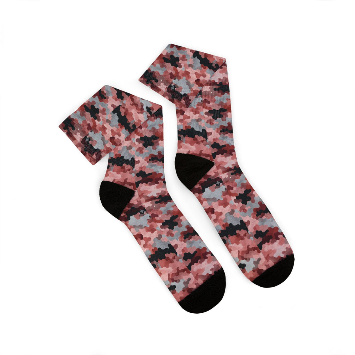 Blush Pink Camo Crew Socks by Camotoez Fly Feral Flamingos