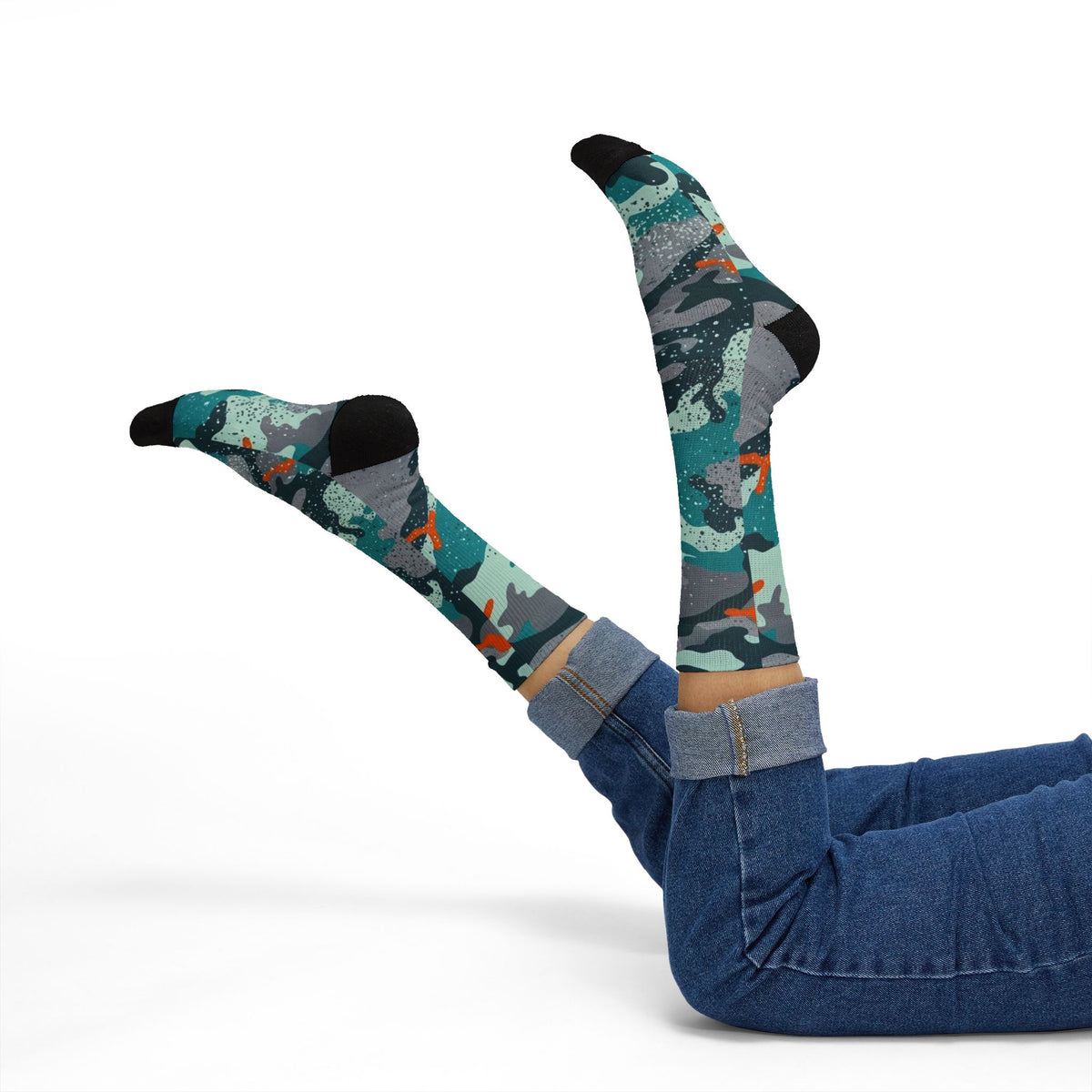 Miami Vibe Dolphin Aura Crew Socks Carib Drip by Camotoez