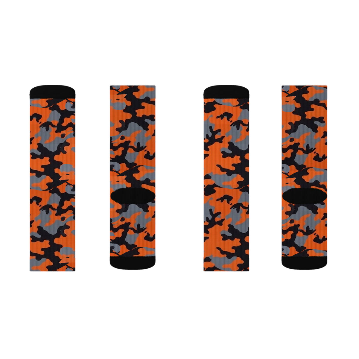 Pewter Orange and Black  Hi Seas l Camouflage Crew Socksby Camotoez