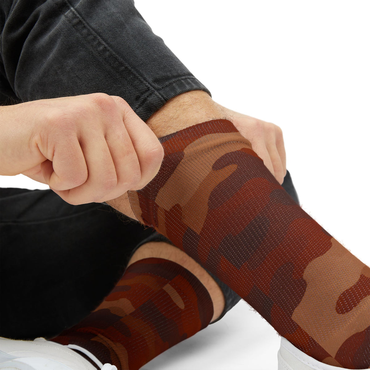 Burnt Terracotta and Sandy Tan Camouflage Crew Socks by Camotoez The Oxide Operative