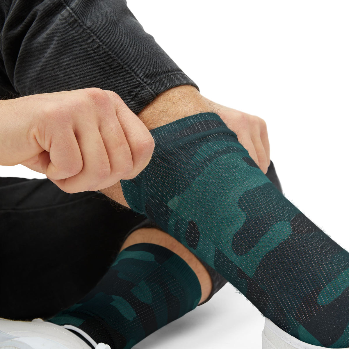 Blue Flare and Transformative Teal Crew Socks by Camotoez The Midnight PerimeterCrew
