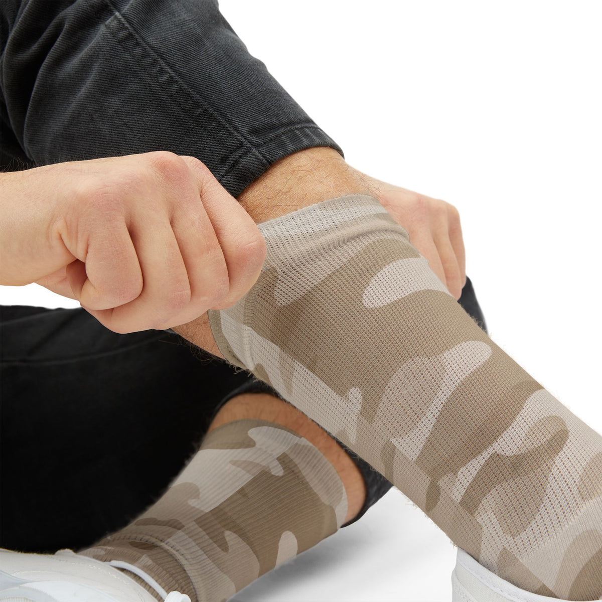 Natural Linen and Cloud Dance Crew Socks by Camotoez Neutral Blend Battle Dress