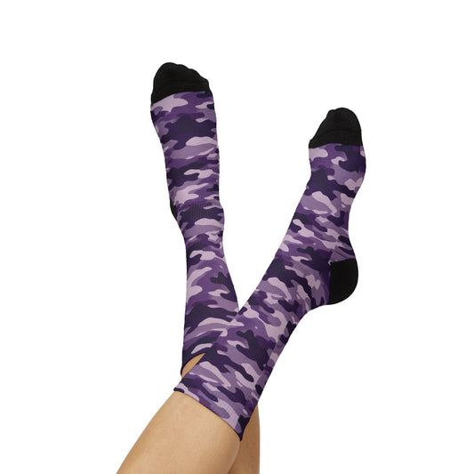 Electric Plum and Lavender Mist Camouflage Crew Socks by |Royal Violet Camo Crew by Camotoez Royal Violet Camo Crew | | Blend In But Stand Out Edition | More Mercy For Your Soles
