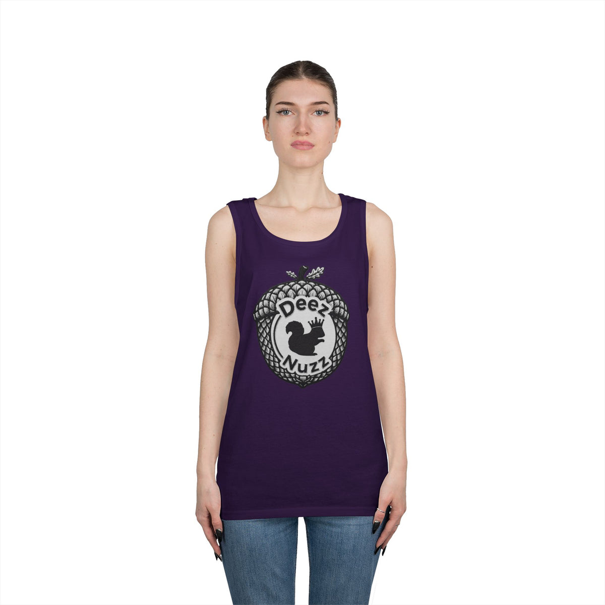 ‘Deez Nuzz’  Vintage Black/Grey Crest Funny Graphic Tank Top