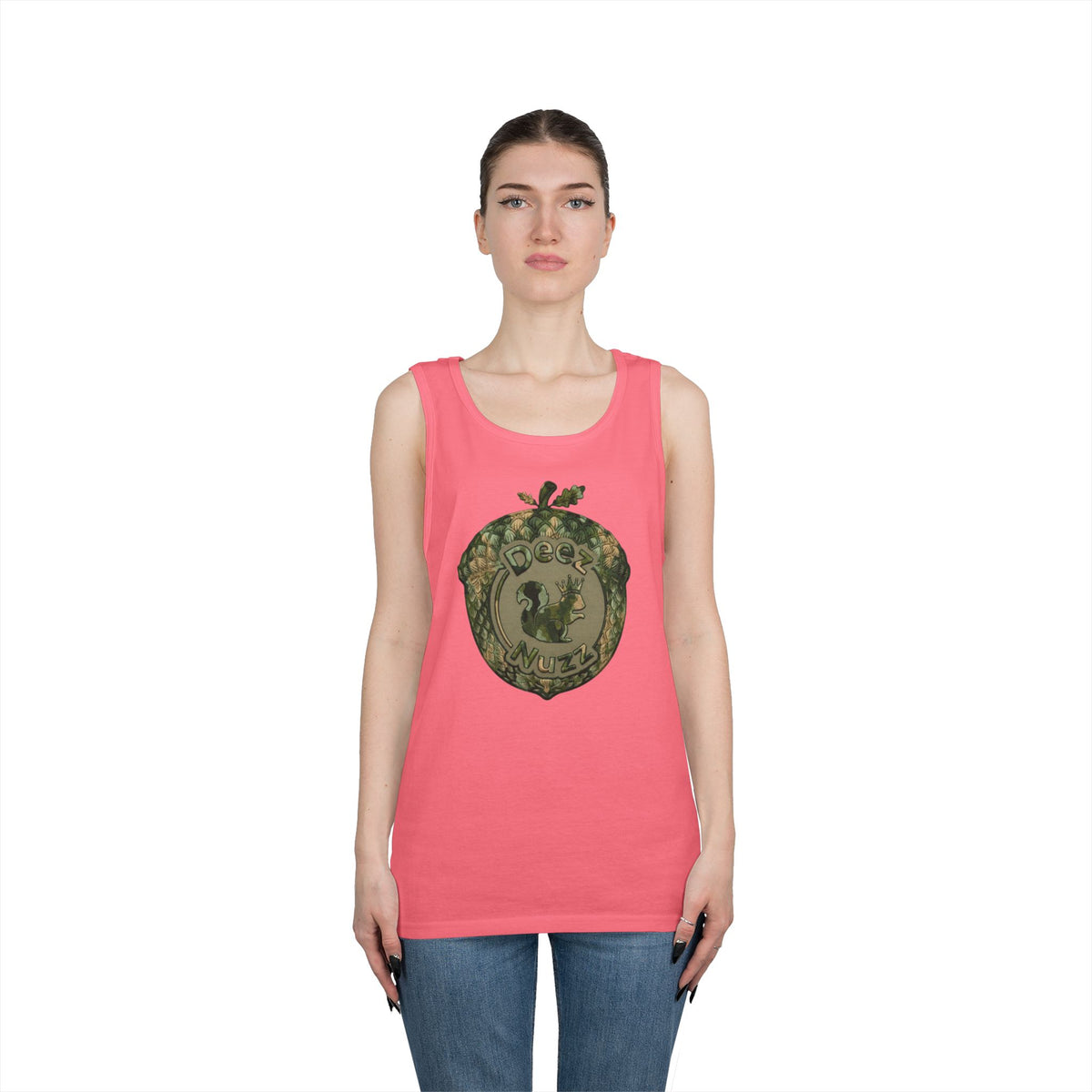 ‘Deez Nuzz’  Vintage Green Crest Funny Graphic Tank Top
