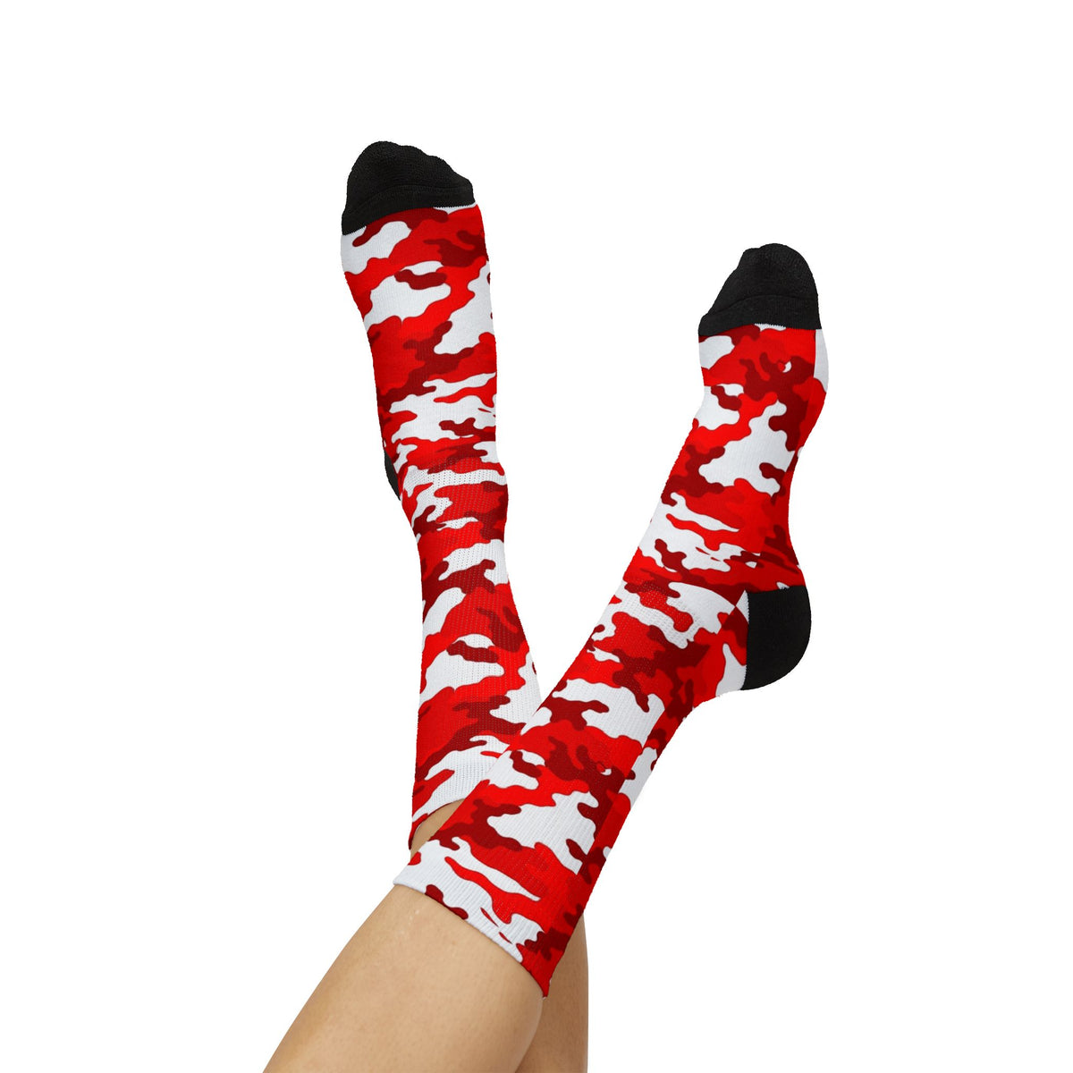 Radiant Crimson and Obsidian Anchor Camouflage Crew Socks by Camotoez Crimson Pulse Camo Crew | Blend In But Stand Out Edition | More Mercy For Your Sole