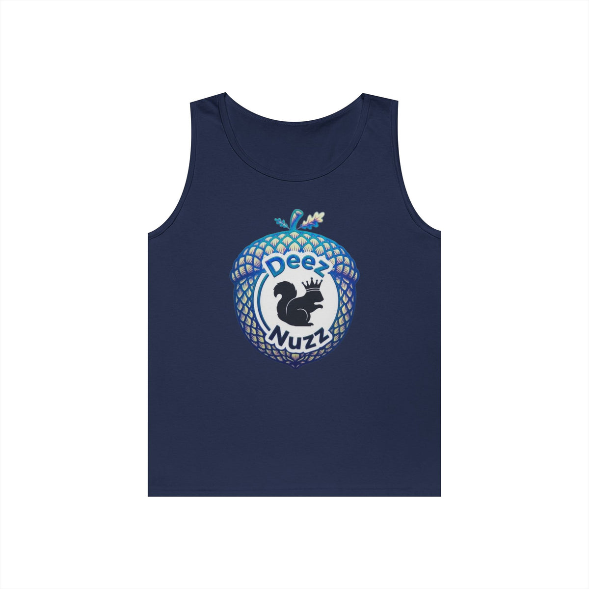 'Deez Nuzz' Black/Blue Acorn Funny Squirrel Graphic Tank Top