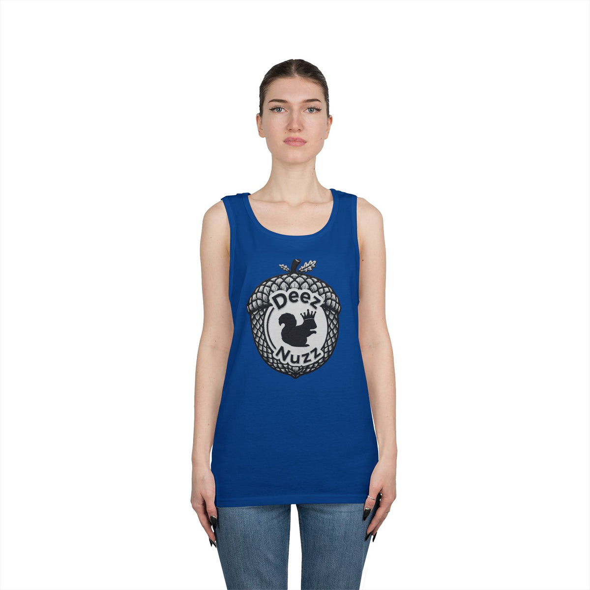 ‘Deez Nuzz’  Vintage Black/Grey Crest Funny Graphic Tank Top