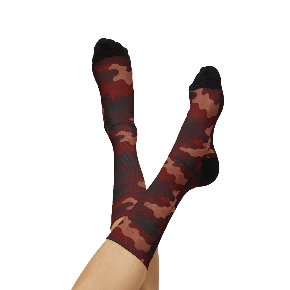 Muted Red Crew Sock by Camotoez Feral Sriracha Hazard