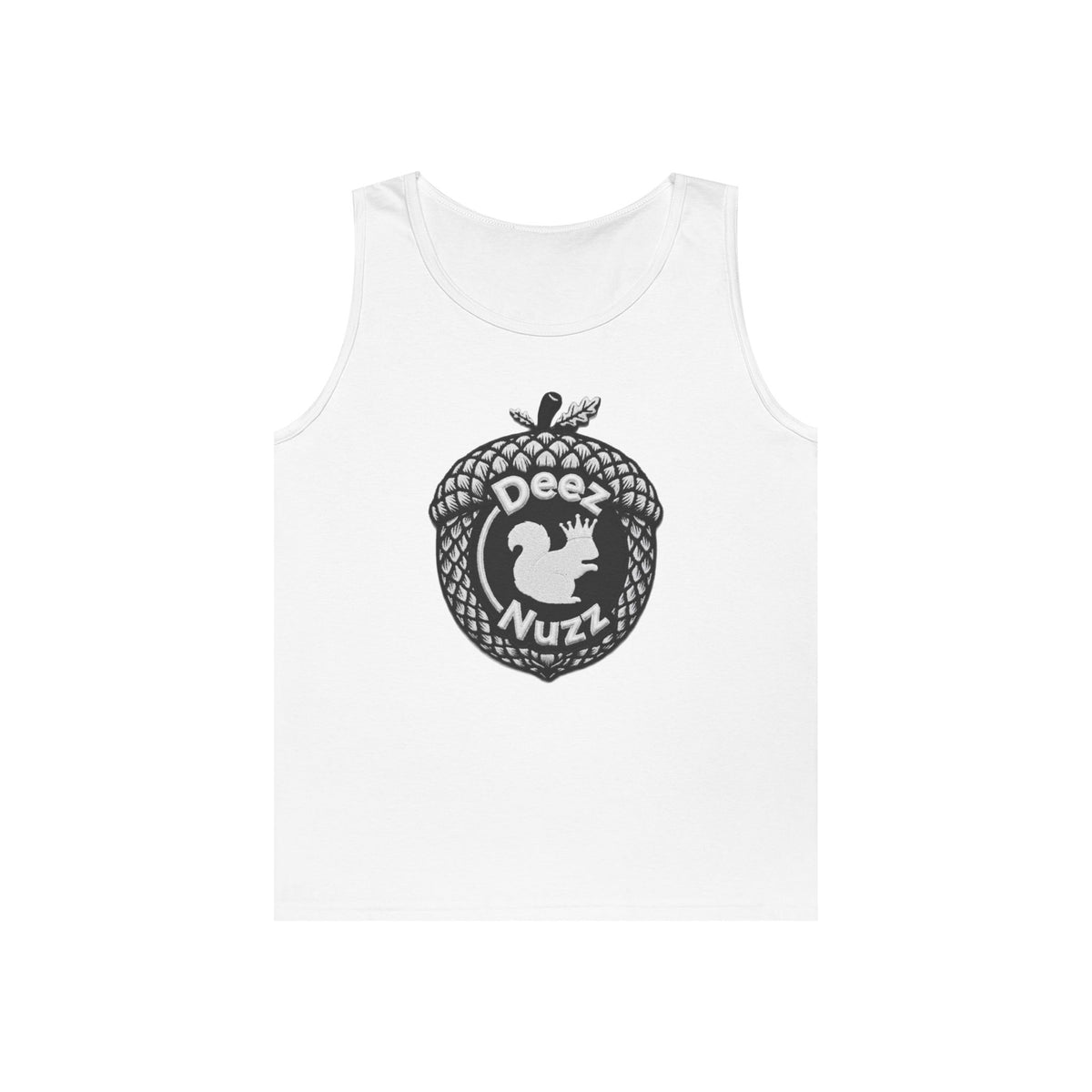 ‘Deez Nuzz’  Vintage White/Black Crest Funny Graphic Tank Top