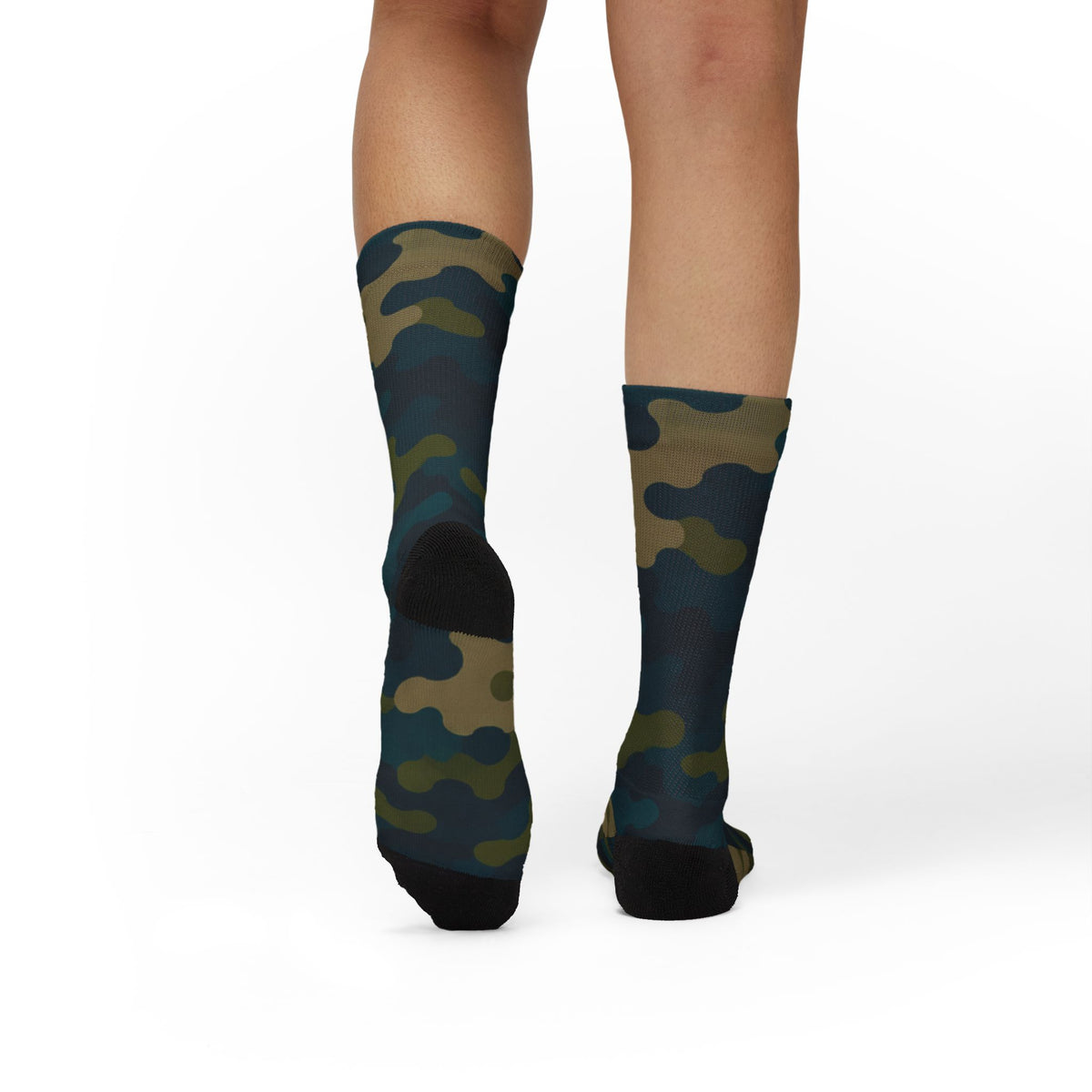 Transformative Teal and Mossy Green Crew Socks by Camotoez The Abyssal Forest Crew