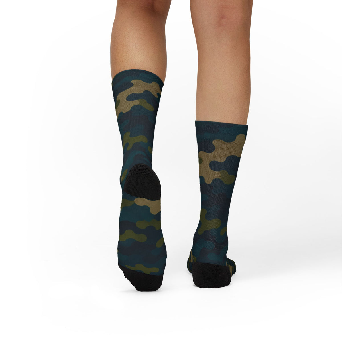Transformative Teal and Mossy Green Crew Socks by Camotoez The Abyssal Forest Crew