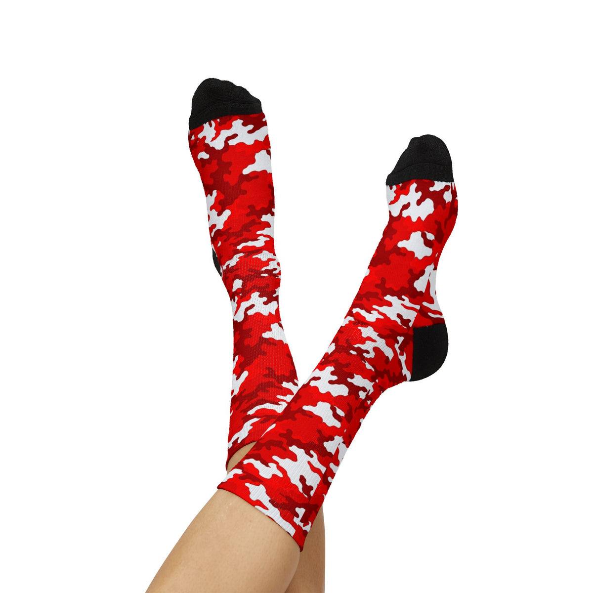 Radiant Crimson and Obsidian Anchor Camouflage Crew Socks by Camotoez Crimson Pulse Camo Crew | Blend In But Stand Out Edition | More Mercy For Your Sole