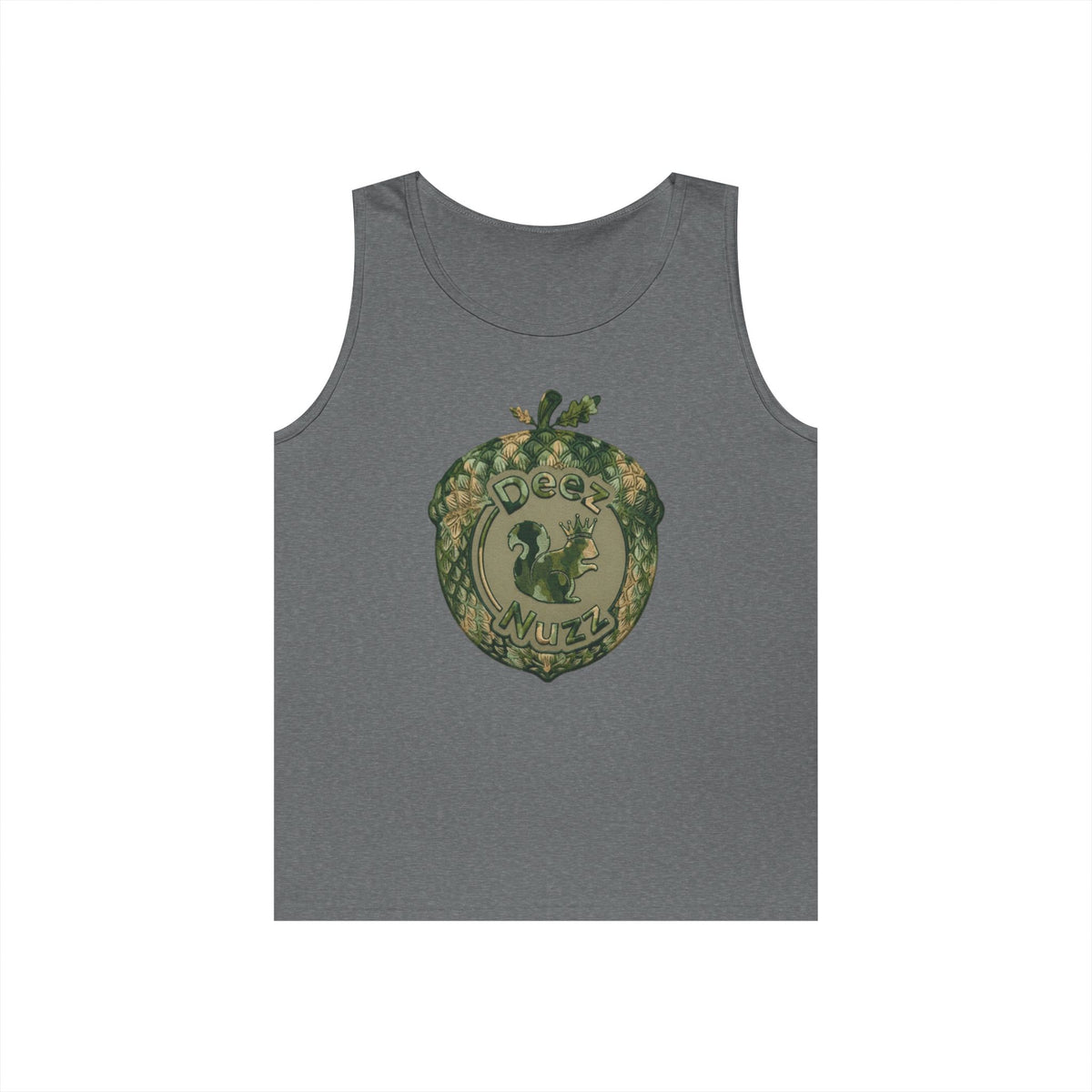 ‘Deez Nuzz’  Vintage Green Crest Funny Graphic Tank Top