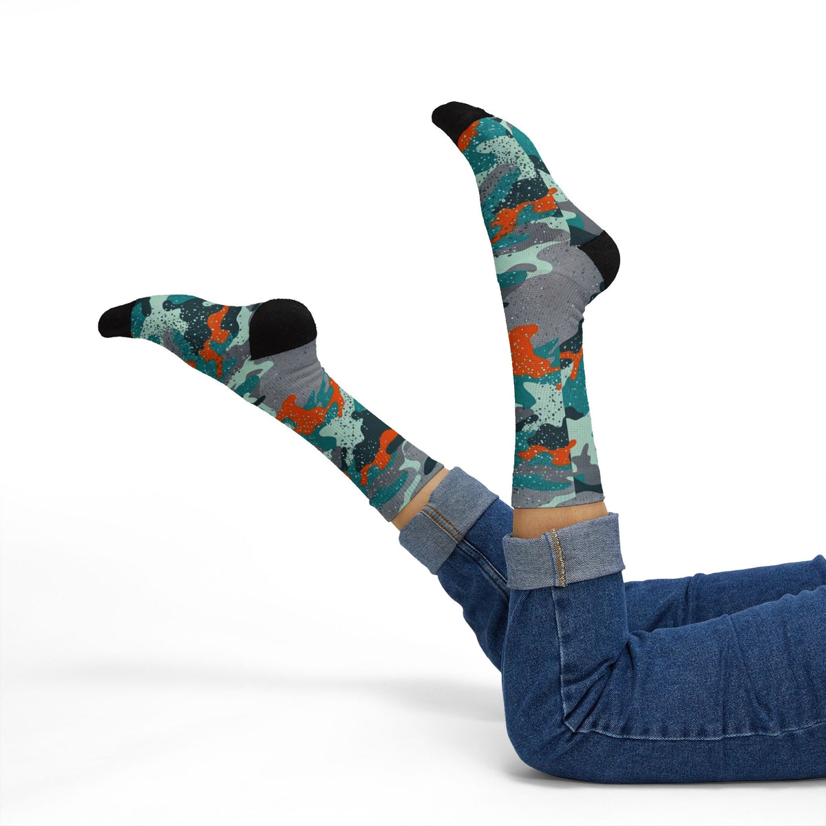 Miami Vibe Dolphin Aura Crew Socks Carib Drip by Camotoez