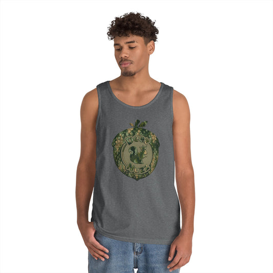 ‘Deez Nuzz’  Vintage Green Crest Funny Graphic Tank Top