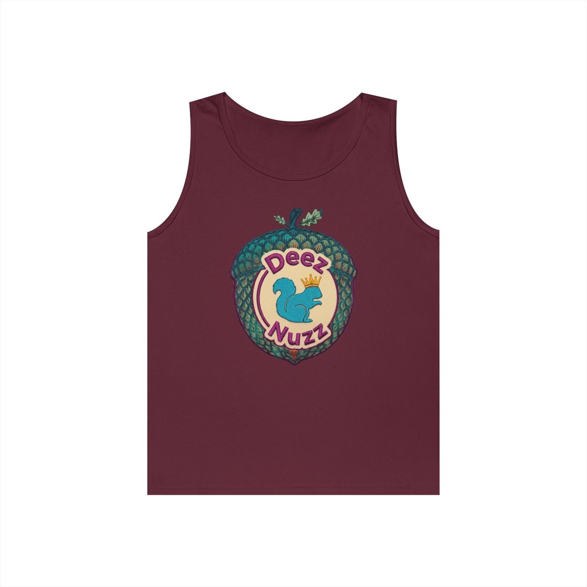 'Deez Nuzz' Purple Acorn Funny Squirrel Graphic Tank Top