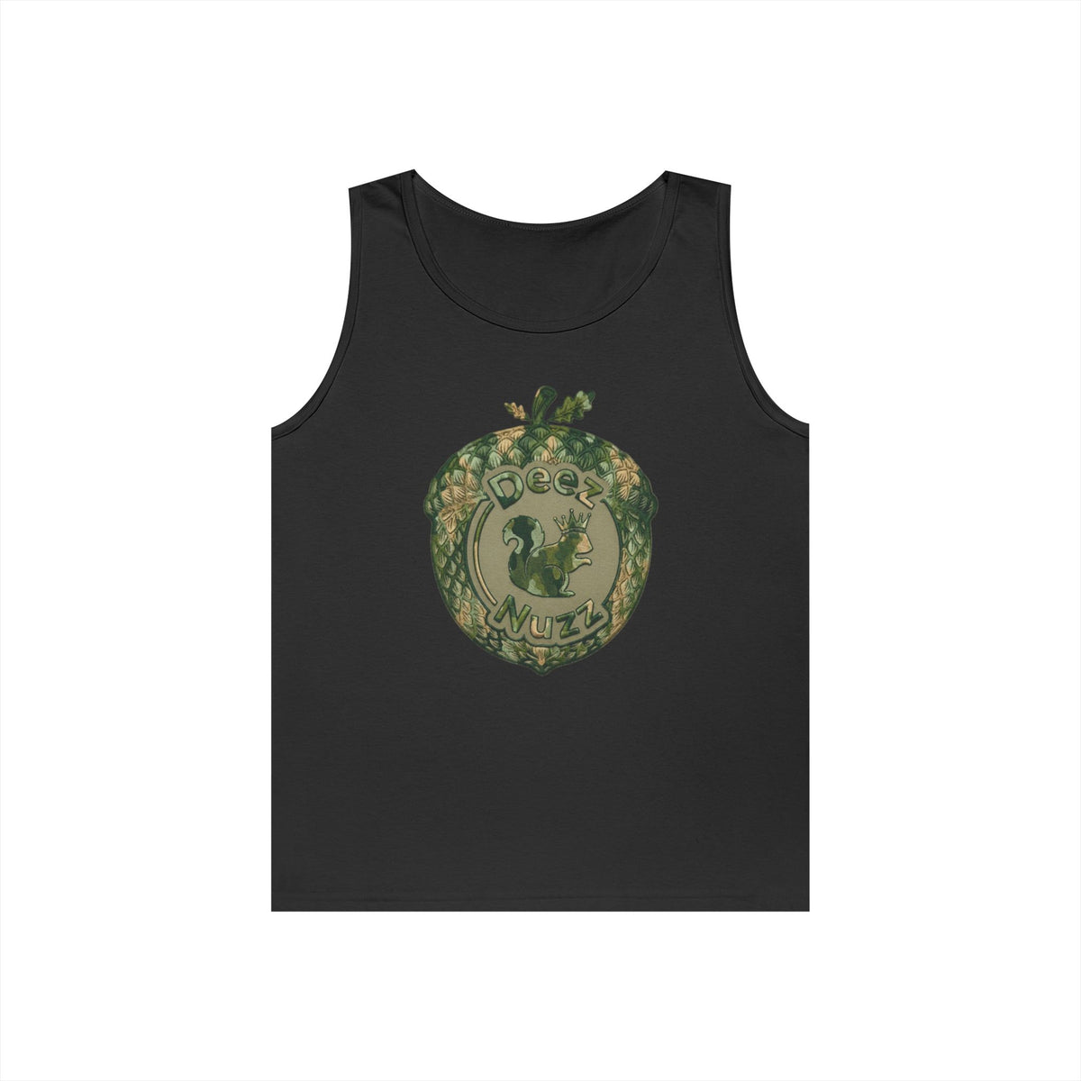‘Deez Nuzz’  Vintage Green Crest Funny Graphic Tank Top