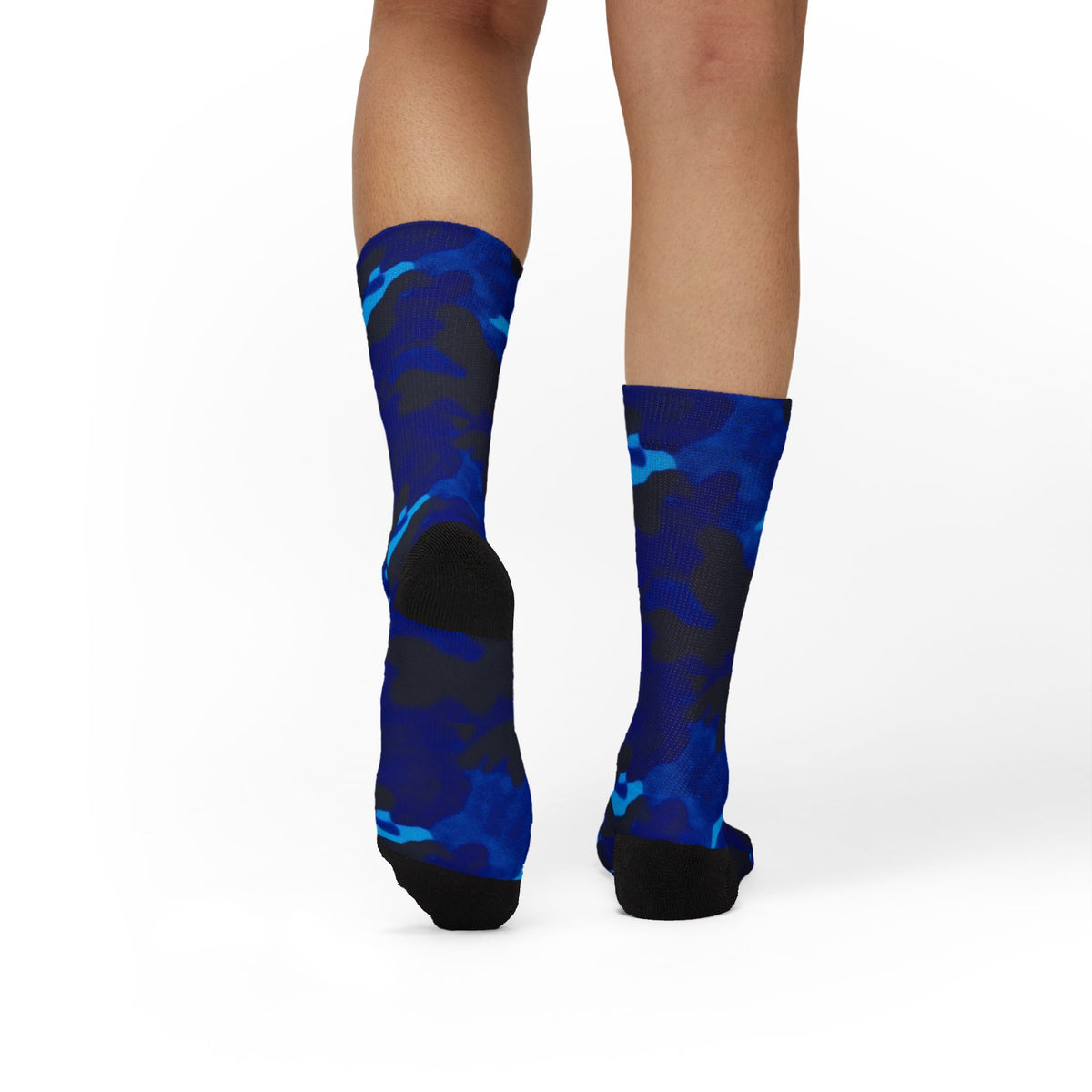 Midnight Obsidian and Aquatic Awe Camouflage Crew Socks by Camotoez Deep Azure Camo Crew | Blend In But Stand Out Edition | More Mercy For Yor Soles Teal Crew Socks by Camotoez Deep Azure Camo Crew