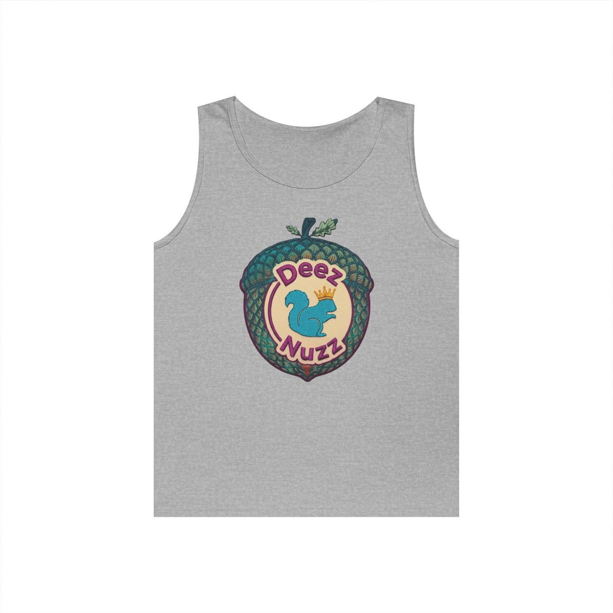 'Deez Nuzz' Purple Acorn Funny Squirrel Graphic Tank Top