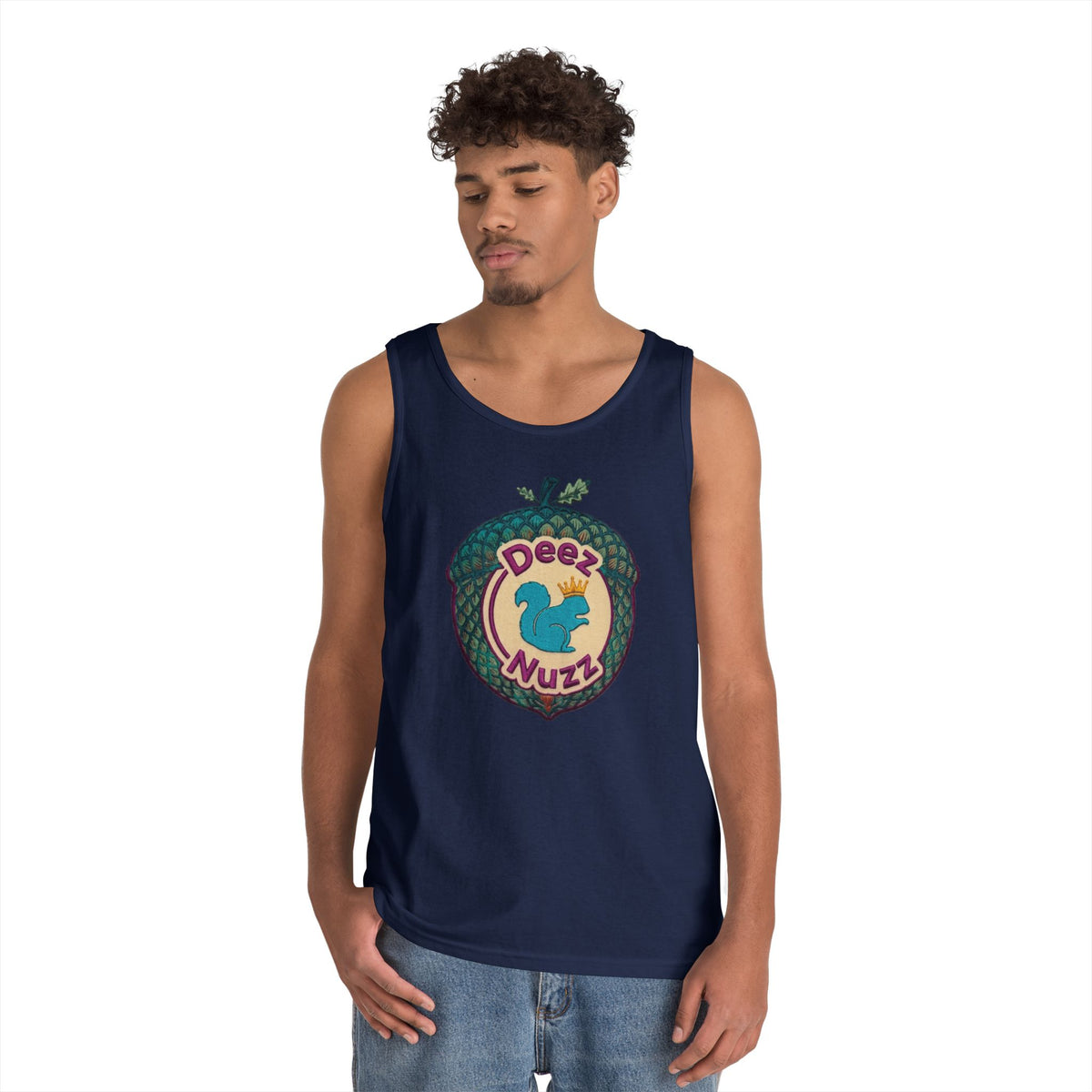 'Deez Nuzz' Purple Acorn Funny Squirrel Graphic Tank Top