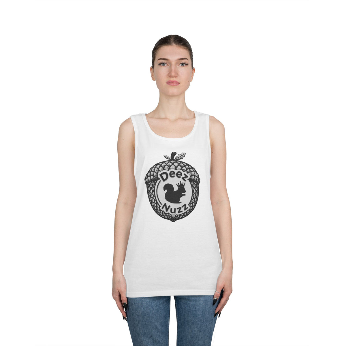 ‘Deez Nuzz’  Vintage Black/Grey Crest Funny Graphic Tank Top