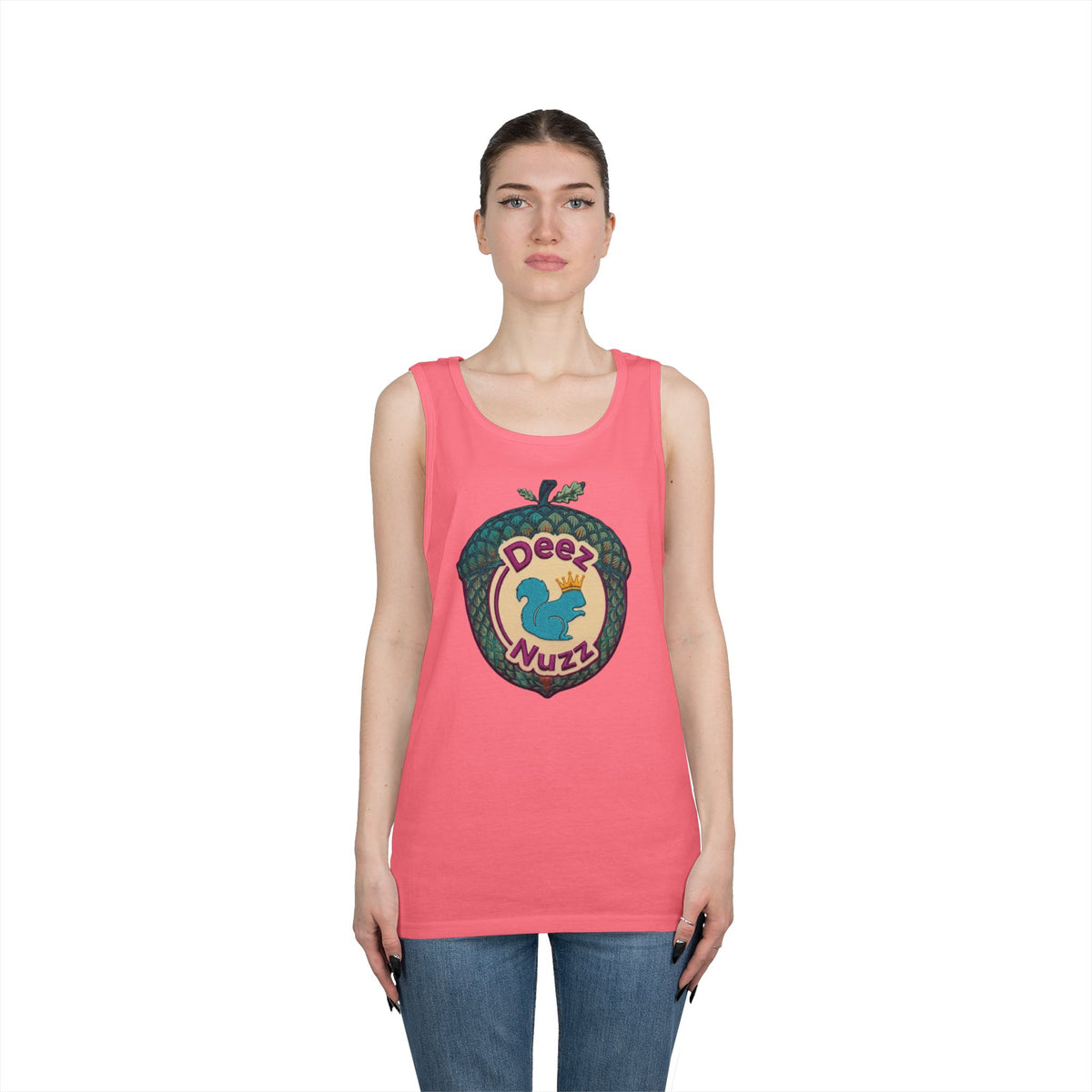'Deez Nuzz' Purple Acorn Funny Squirrel Graphic Tank Top