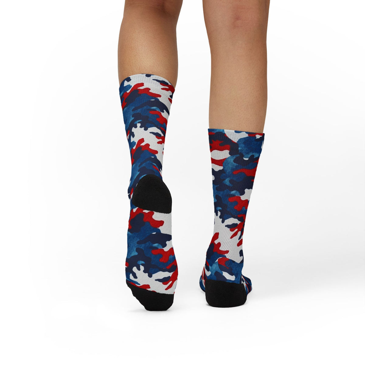 Still One Nation, Red, White and Blue Camouflage Crew Socks by Camotoez